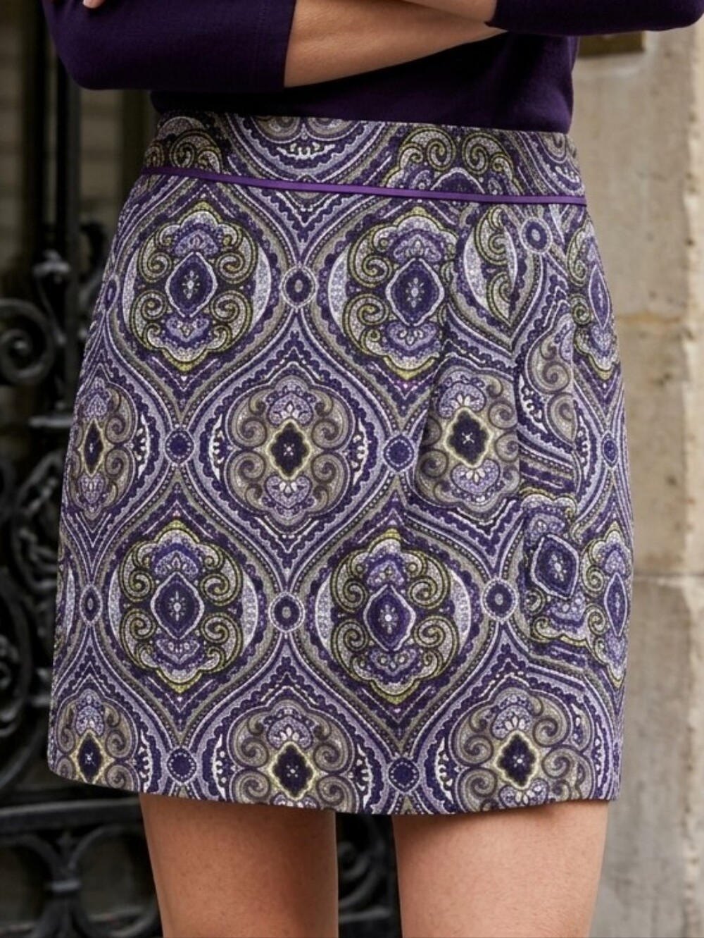 EP Pro Paisley Golf Skort Size 0 Purple Pleated Tennis Athletic Skirt Sport Luxe